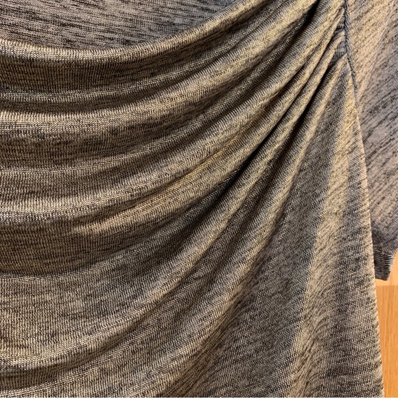 NY Collection Women’s Blouse Shirt Blouson Top S Small Gray Metallic Drape Neck - Picture 3 of 4
